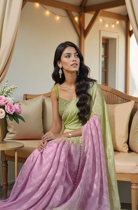 Elegant Fusion Bridesmaid Saree